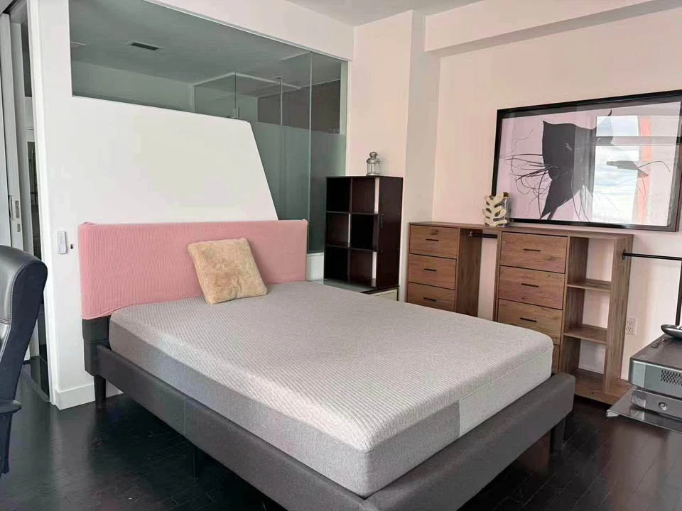 Queen Bed Frame + Casper Mattress + Upholstered Headboard