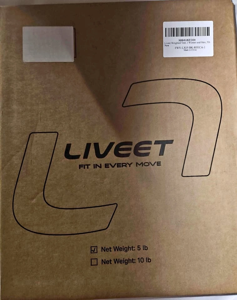 LIVEET Weighted Vest, Soft Iron Weighted Vest, Black, 5LB