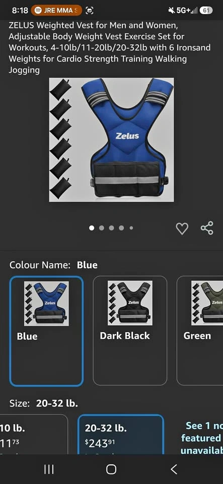 ZELUS Adjustable Weighted Vest – 20 to 32 lbs