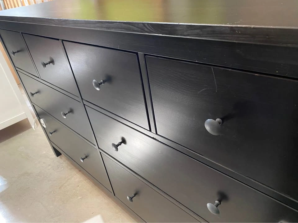 Solid Wood HEMNES 8-Drawer Dresser - Black-Brown - photo 2