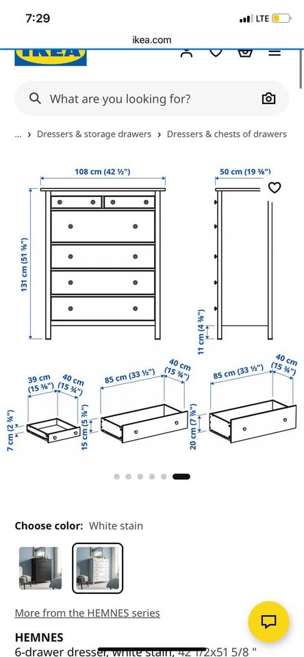Modern Minimalist HEMNES Dresser – Excellent Condition, Fully As - photo 2