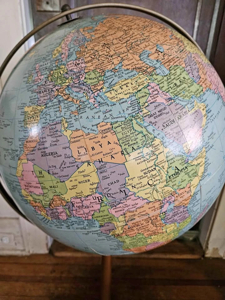Vintage MCM Replogle 16" Standing Globe 3 ft Tall