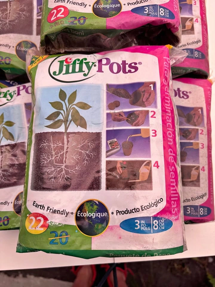 6 packs of 3 inch jiffy pots