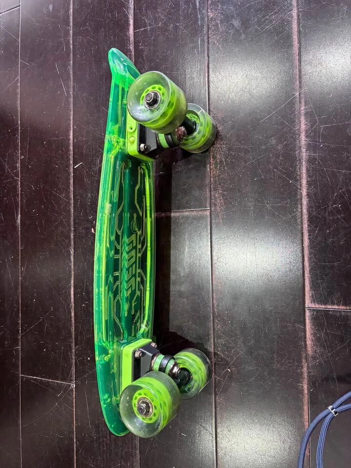 Yvolution Neon Hype green skateboard featuring light-up deck - photo 4