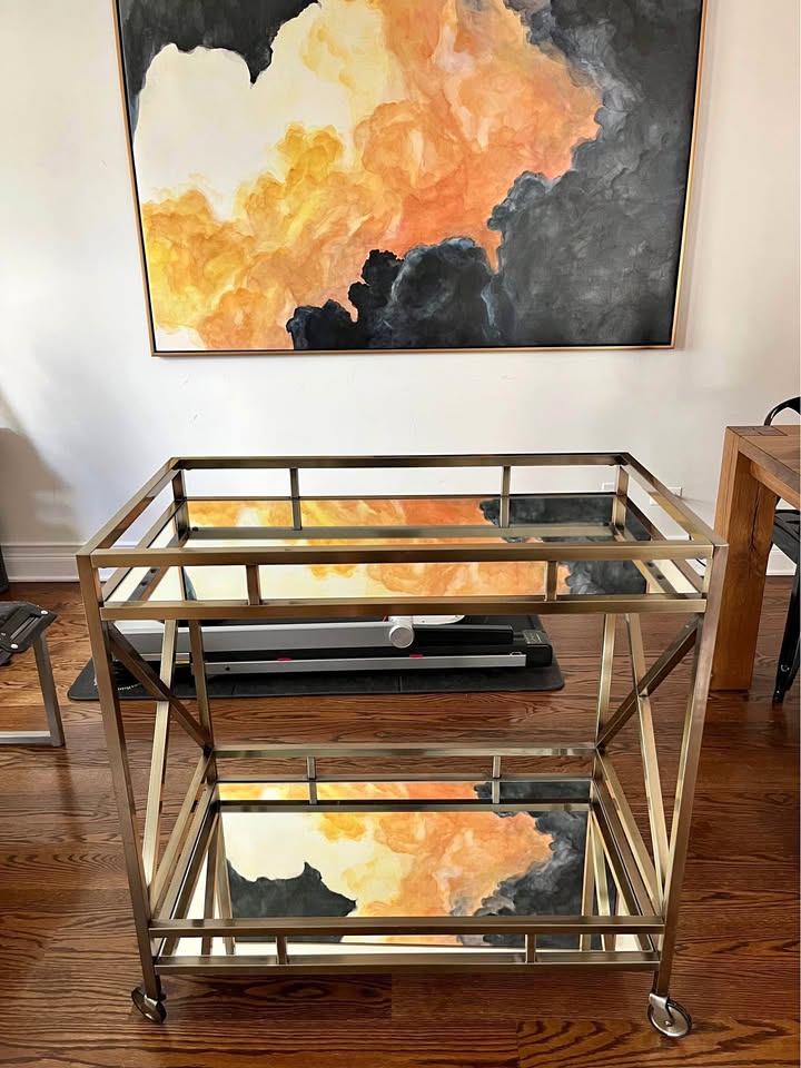 Bar Cart in Metallic Gold