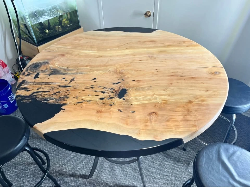 46” Round Solid Willow & Black Epoxy Table - photo 5