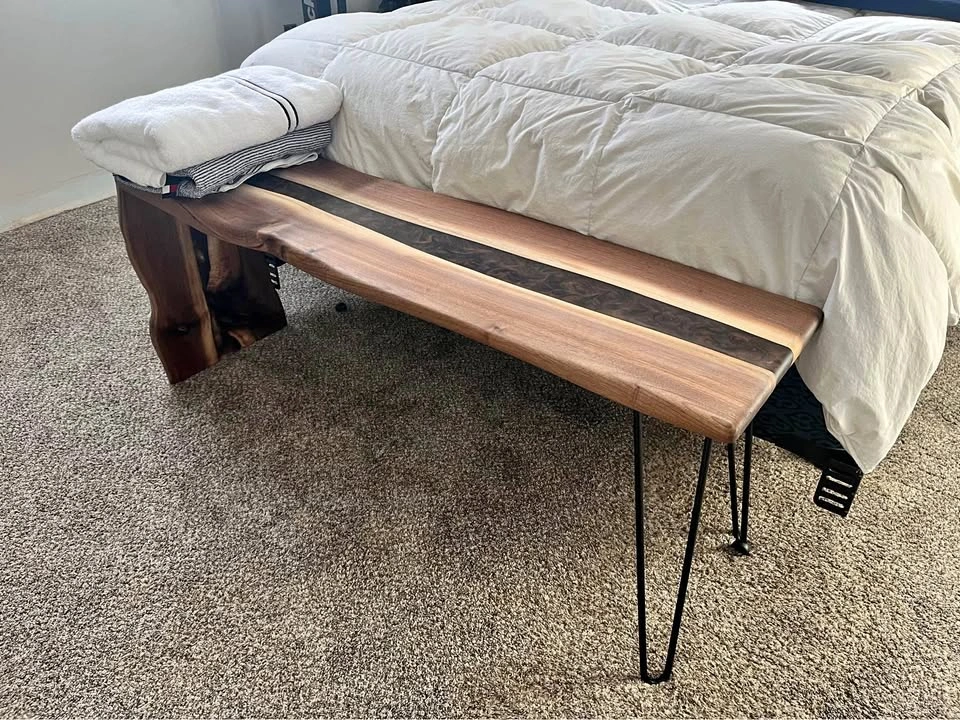 Live Edge Walnut & Epoxy Bench!