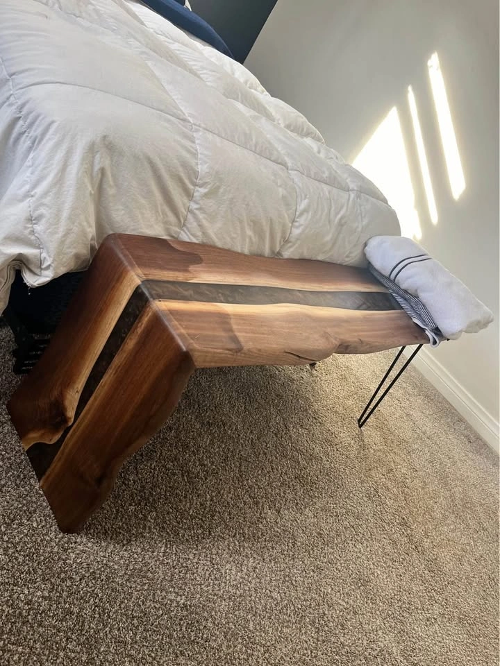 Live Edge Walnut & Epoxy Bench! - photo 2