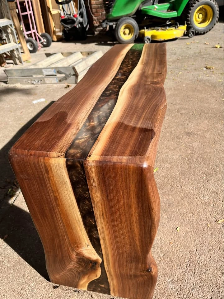 Live Edge Walnut & Epoxy Bench! - photo 3