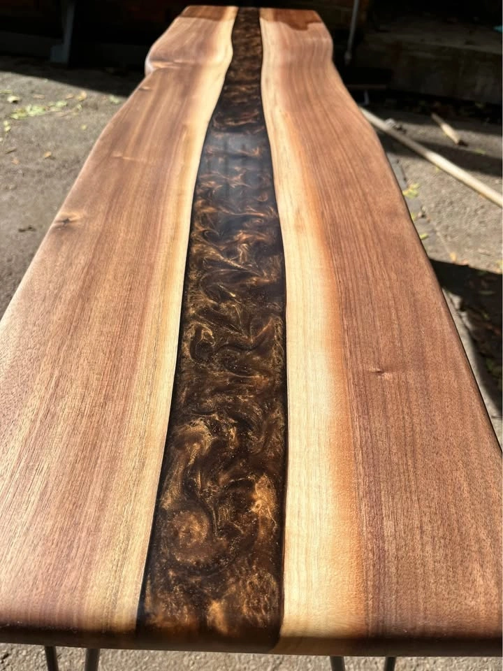 Live Edge Walnut & Epoxy Bench! - photo 4