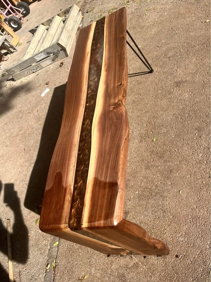 Live Edge Walnut & Epoxy Bench! - photo 5