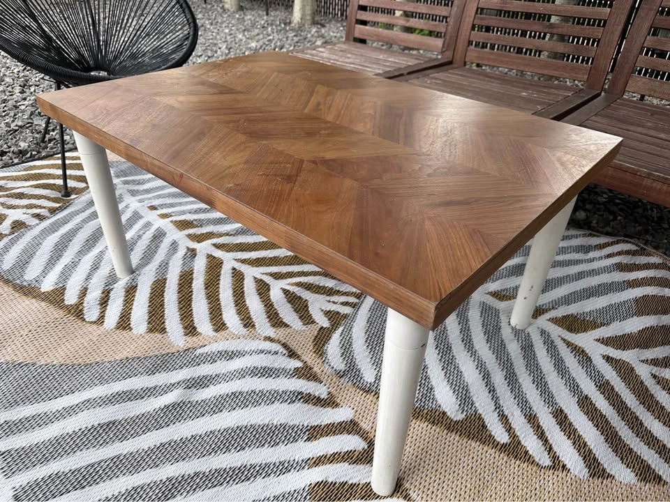 Herringbone wood coffee table