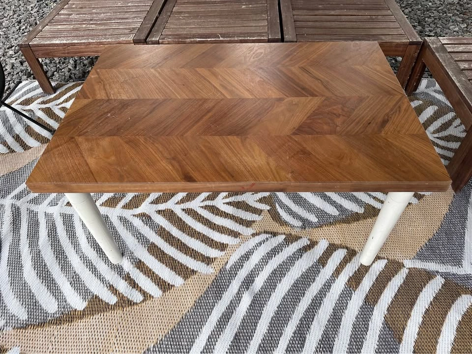 Herringbone wood coffee table - photo 3