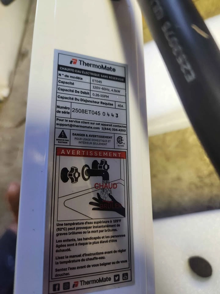 ThermoMate Tankless Electric Water Heater 4.5kW 120V New Open Bo - photo 2