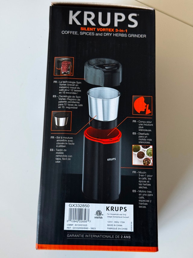 Krups GX332850 Silent Vortex 3-in-1 Grinder for Coffee - photo 2