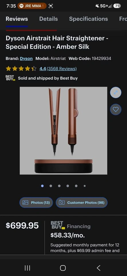 Dyson Airstrait Hair Straightener – Special Edition – Amber Silk - photo 2
