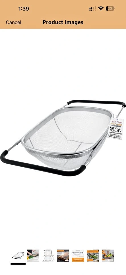 Stainless Steel Colander Strainer - 6-Quart Collapsible
