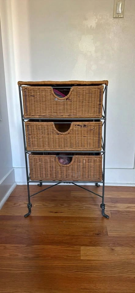 Wicker Storage Cabinet/Dresser with 3 Drawers – Rustic / Boho St
