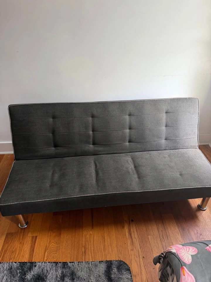 Modern Gray Futon Sofa Bed – Converts to Full Bed - photo 2