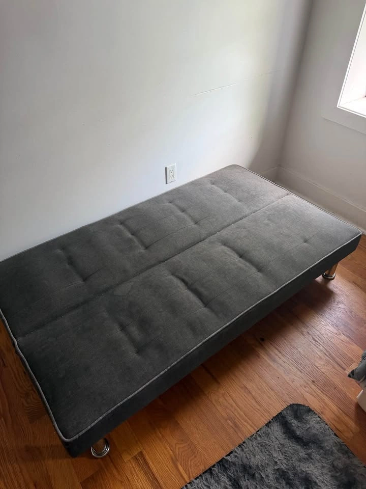 Modern Gray Futon Sofa Bed – Converts to Full Bed - photo 3