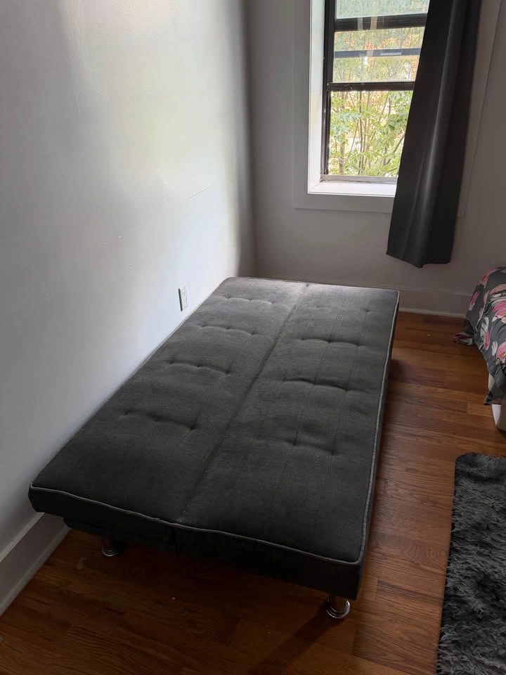 Modern Gray Futon Sofa Bed – Converts to Full Bed - photo 4