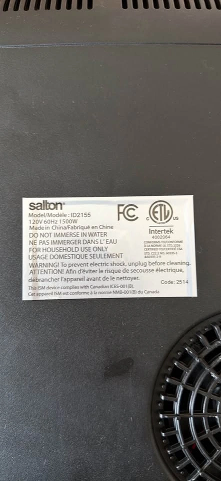 Salton ID2155 Portable Induction Cooktop - photo 2