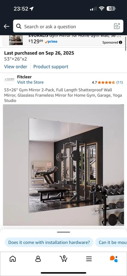 Fitcleer Glassless Gym Mirrors – 2 Panels 53”x26” - photo 2