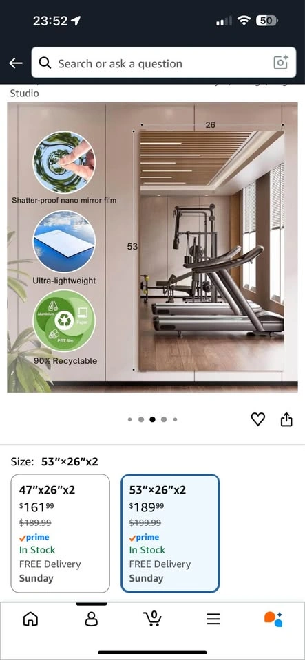 Fitcleer Glassless Gym Mirrors – 2 Panels 53”x26” - photo 3