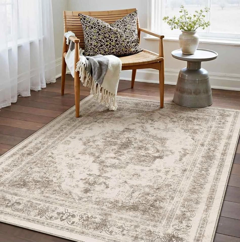 SEALED- PureCozy Vintage Area Rug 3x5 Indoor Washable Rug