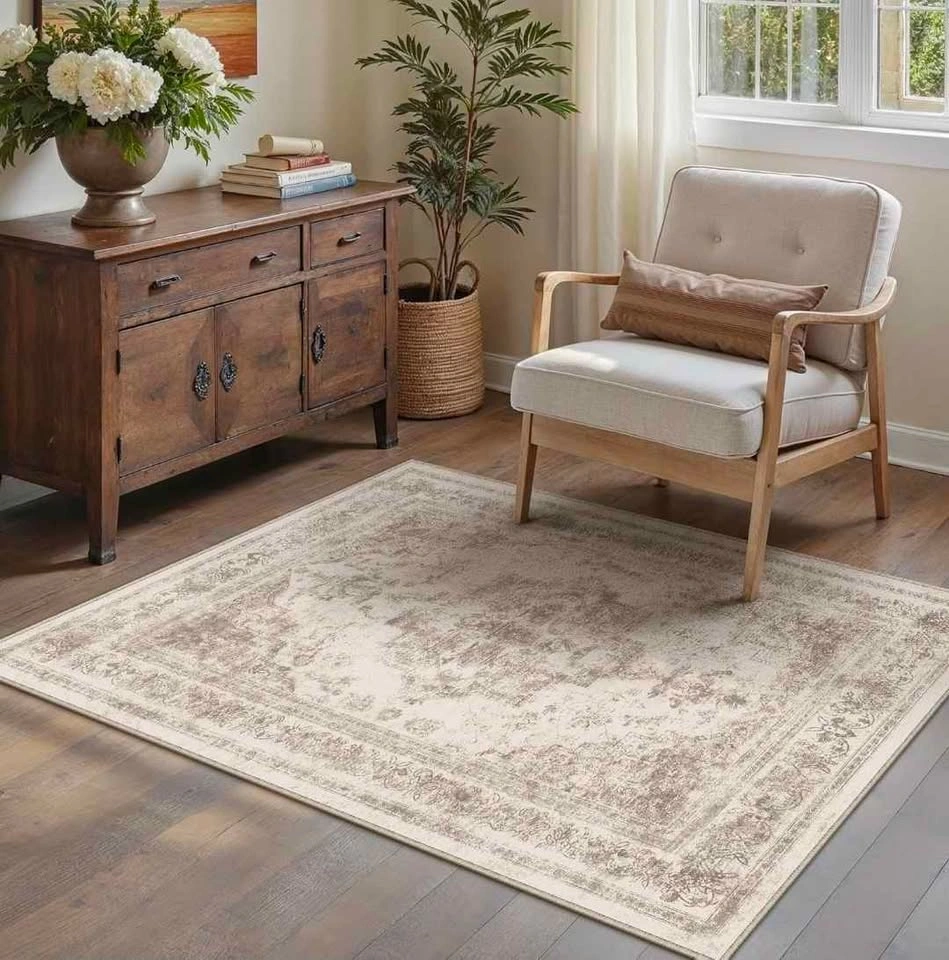 SEALED- PureCozy Vintage Area Rug 3x5 Indoor Washable Rug - photo 2