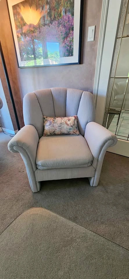 2 Light Grey Tulip Arm Chairs