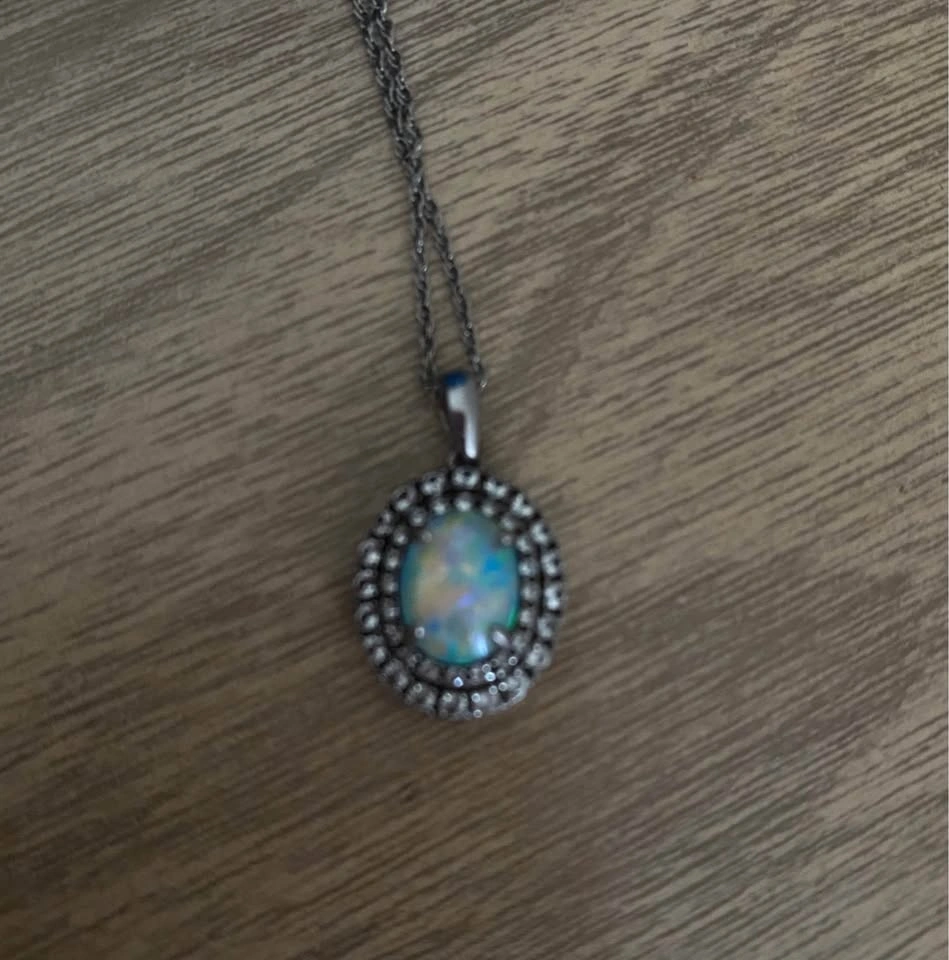 Silver opal and diamond necklace from crescent jewellers - photo 2