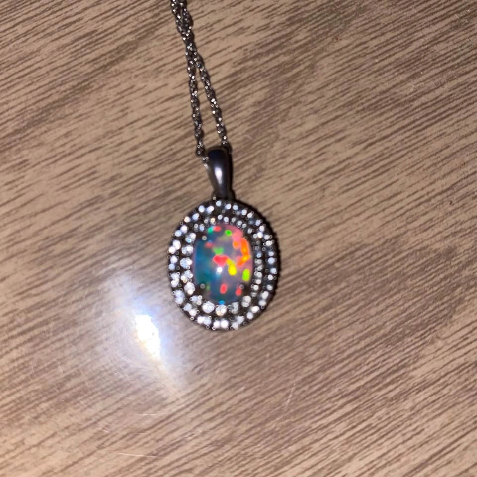 Silver opal and diamond necklace from crescent jewellers - photo 3