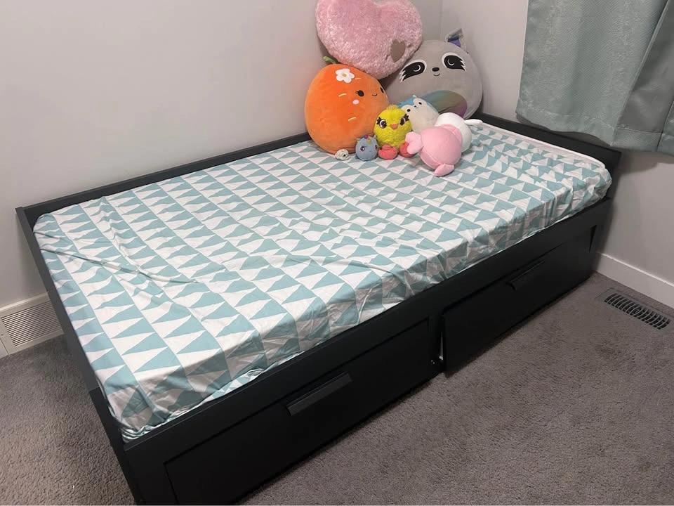 Twin Storage Bed Frame with Drawers & Headboard Shelf - photo 2