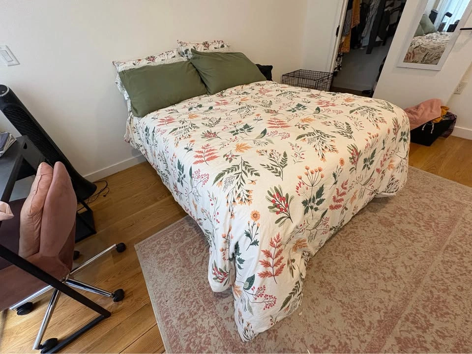 Black Metal FULL Platform Bed Frame + Used Mattress - photo 2