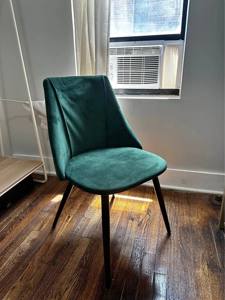 Mid-Century Modern Green Velvet Dining Chair