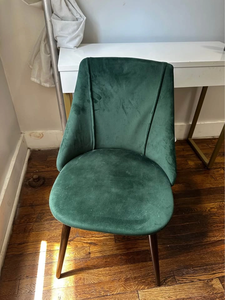 Mid-Century Modern Green Velvet Dining Chair - photo 2