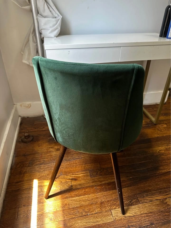 Mid-Century Modern Green Velvet Dining Chair - photo 3
