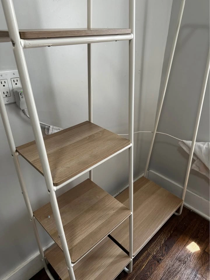Metal and Wood Garment Rack with Shelves - photo 2