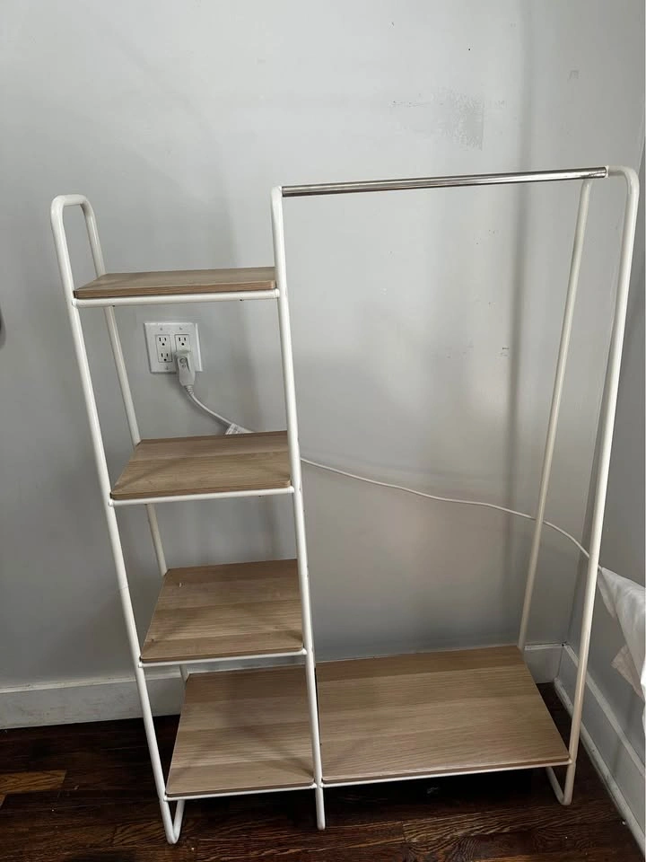Metal and Wood Garment Rack with Shelves - photo 3
