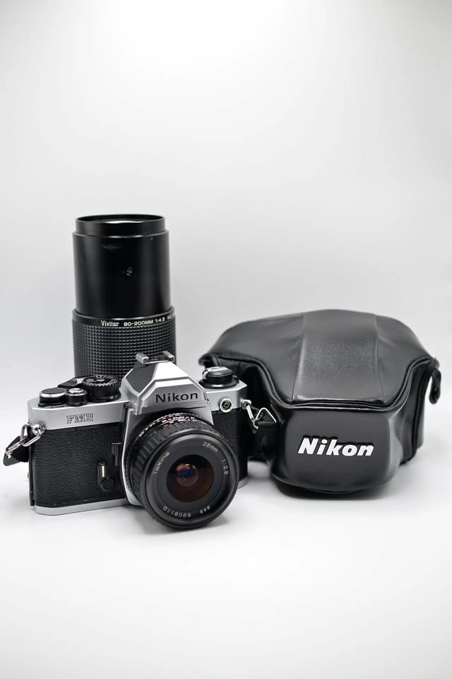 Nikon FM2 35mm Film SLR Bundle with Lenses and Case