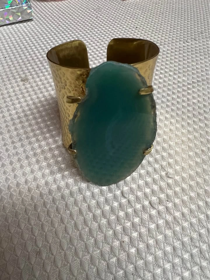 ⚽ Big green stones in gold plated bracelet - photo 2