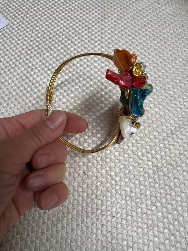 ⚽ Colorful beads in thin gold plated bracelet - photo 2