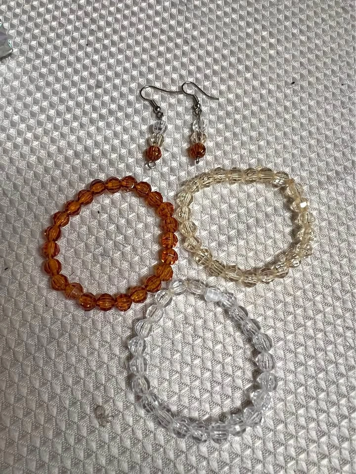 ⚽ Handmade set of 3 bracelets & earrings for kids- New