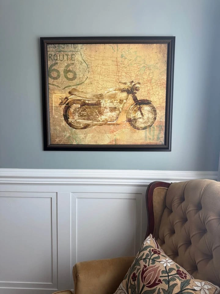 Vintage Route 66 Motorcycle Framed Wall Art - photo 2