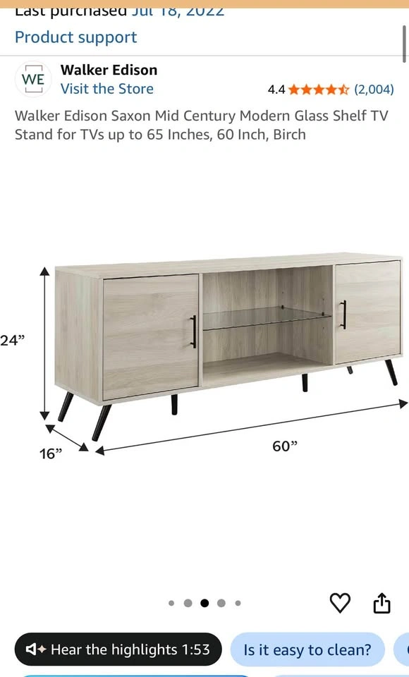 Modern Light Oak TV Stand with Glass Shelf - photo 4