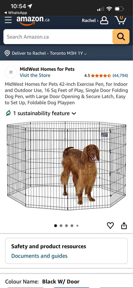 MidWest Homes for Pets 42-Inch Black Folding Dog Playpen W/ Door
