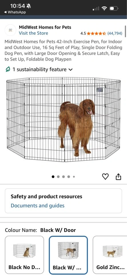 MidWest Homes for Pets 42-Inch Black Folding Dog Playpen W/ Door - photo 2