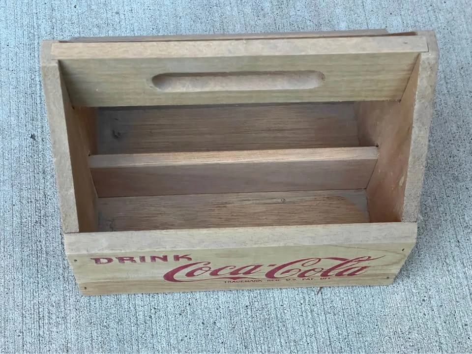 Coca cola wooden 6 pack bottle carrier and bottles - photo 2