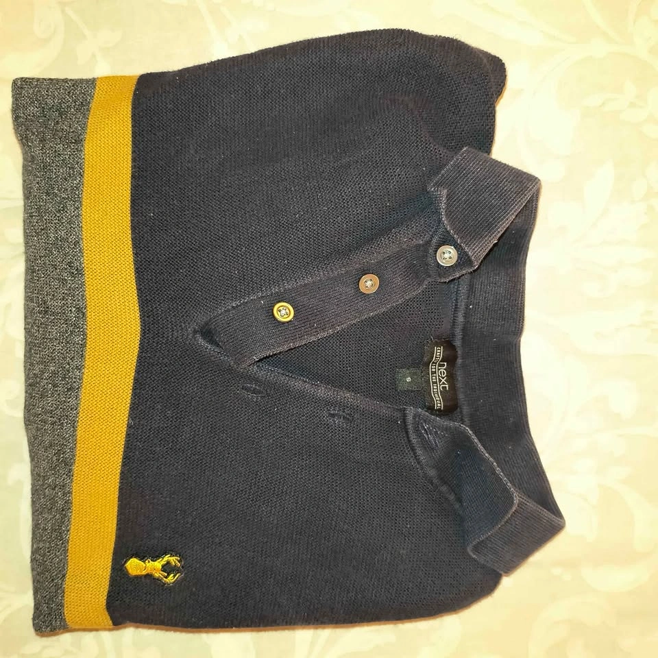 Next Men's Striped Knit Polo Sweater Size Small - photo 3